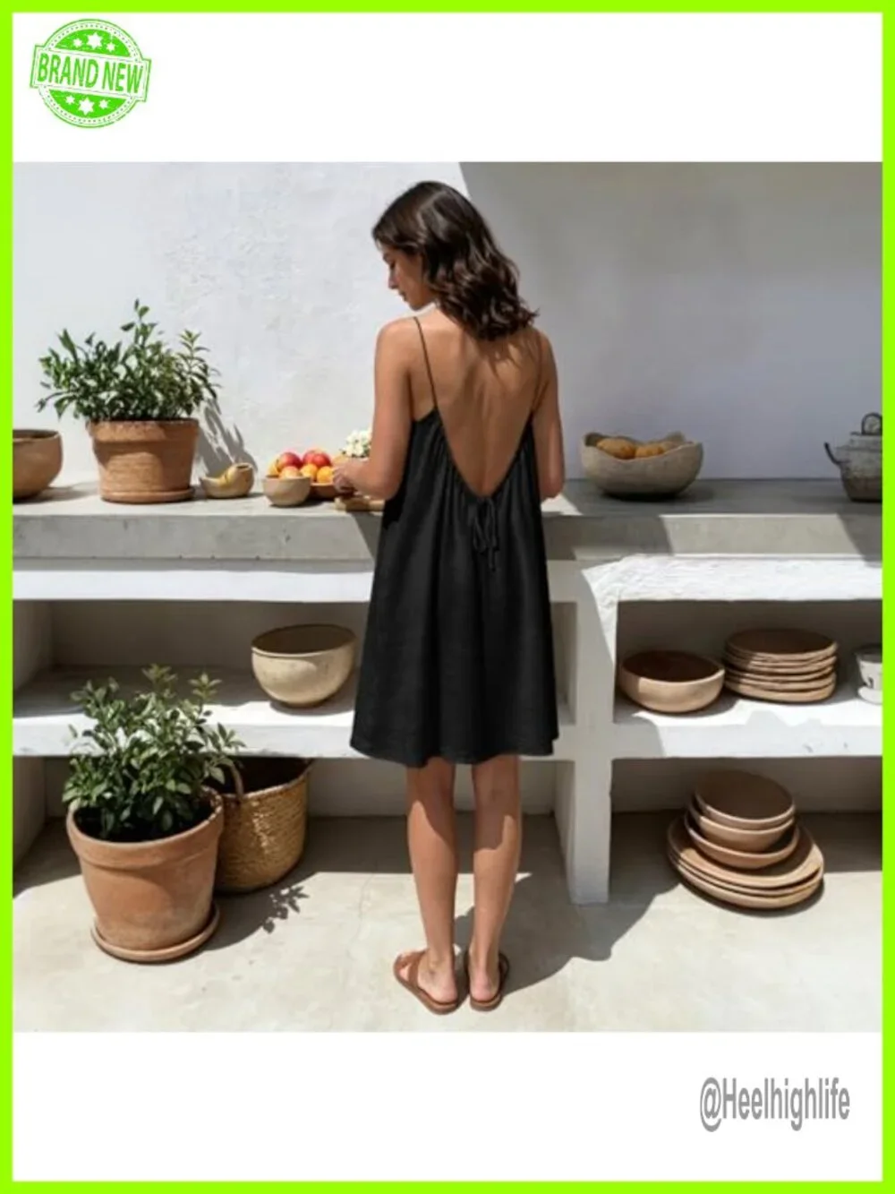 Backless Sun Dress Flowy Boho Cover Up Spaghetti Strap Mini